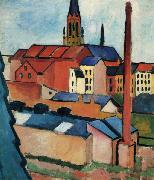 August Macke St. Mary's with Houses and Chimney (Bonn) Germany oil painting artist